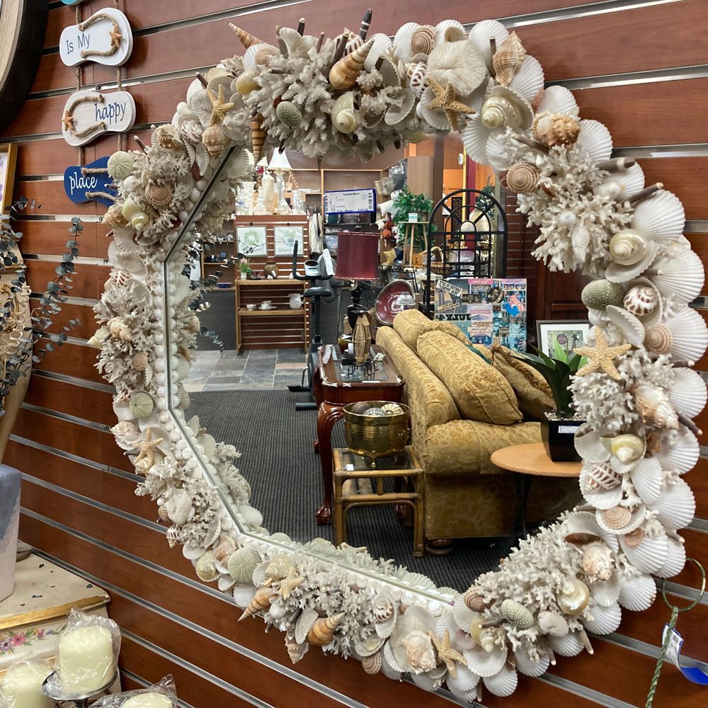 shell framed mirror for your beach house
