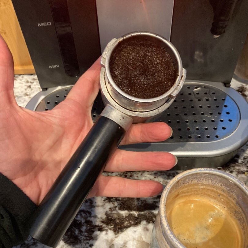 used coffee grounds from espresso machine