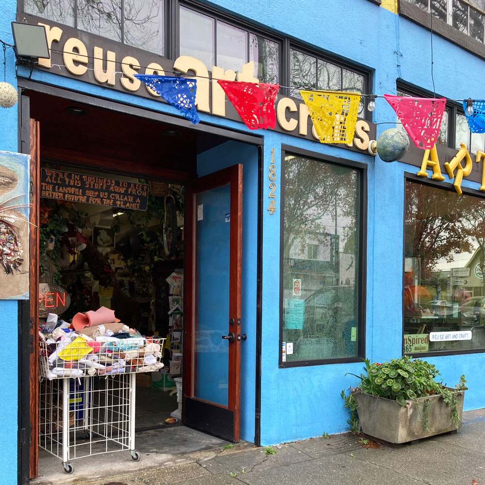 reuse arts crafts thrift store front fabric