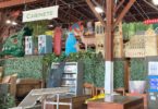 thrift store with green and arty decor