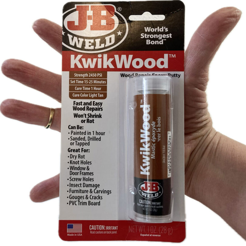 jb weld kwikwood held in hand