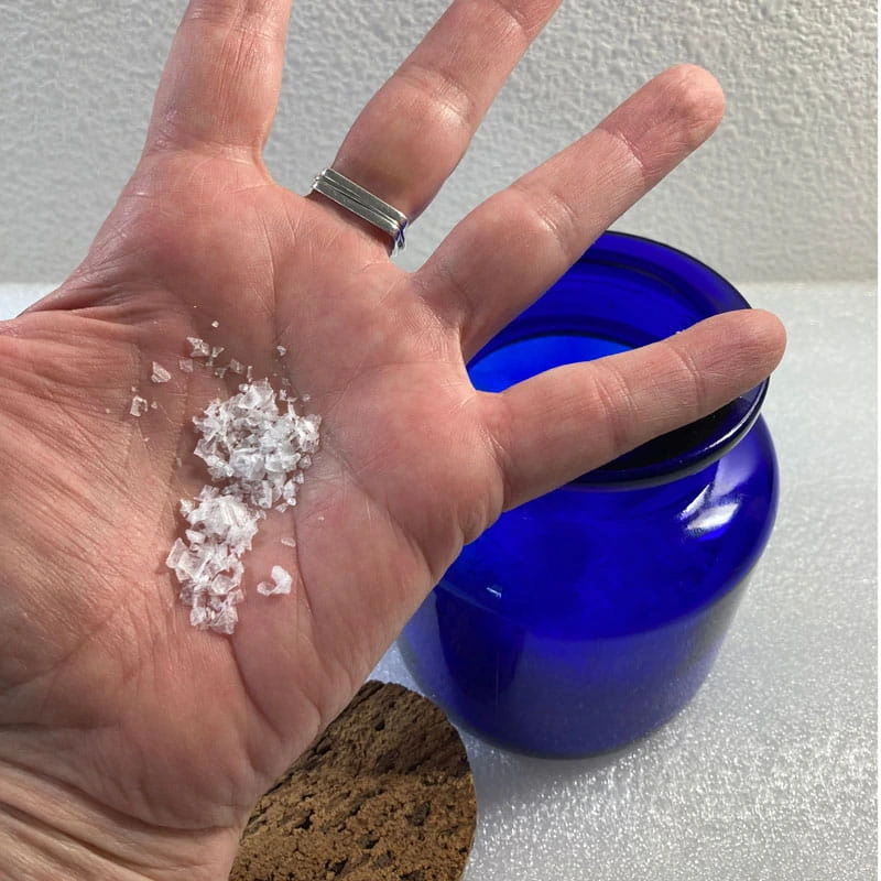 flaky Maldon Salt in palm of hand