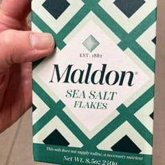 Maldon salt flakes in green box