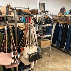 thrift store handbag shoe collection