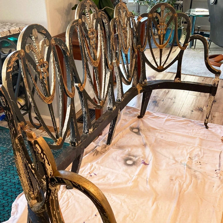 antique wooden bench gap repair project
