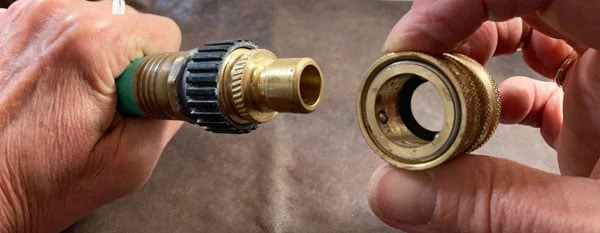 garden hose fittings brass quick connect closeup of connectors