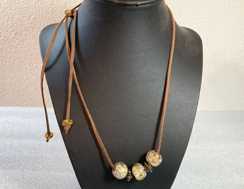 sliding knot adjustable length necklace finished sliding bead