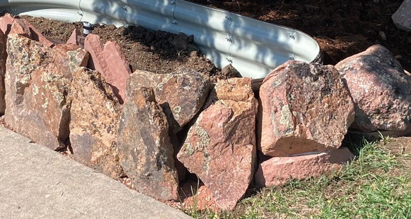stone wall raised bed planter right side