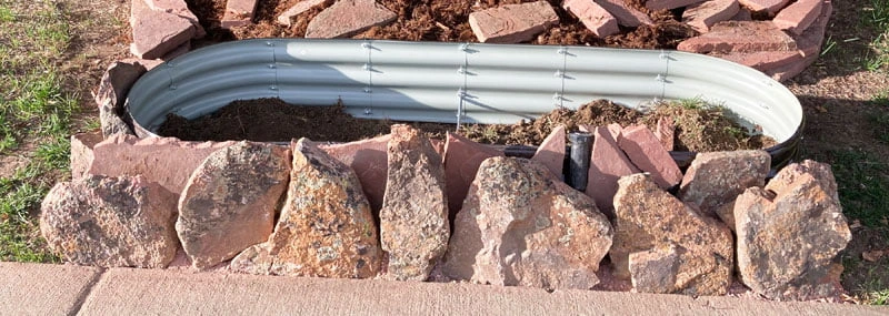 raised bed planter set stone in front