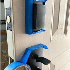 painting your front door masking the door hardware