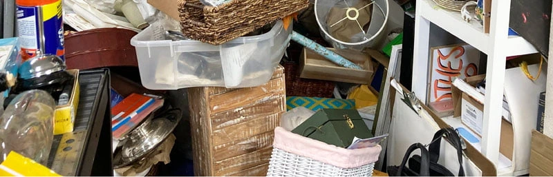 thrift store donation piles of stuff to repurpose